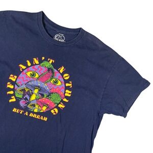 12oz Soda Mens Life Aint Nothing But A Dream Mushroom Snake Graphic Tee XL Navy